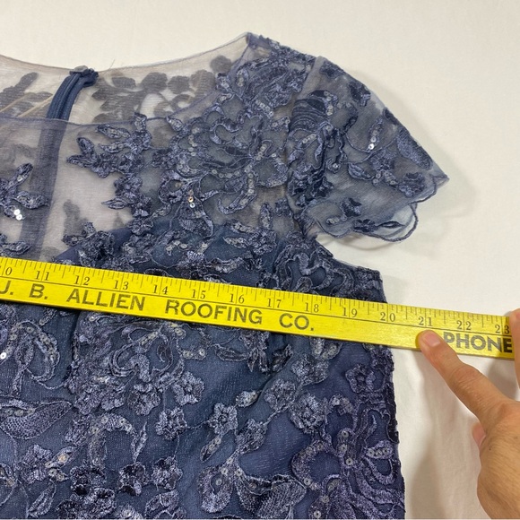 J.J’s House Mother of Bride Dress formal Women 42 bust floral appliqué Sheer Top - Picture 9 of 16